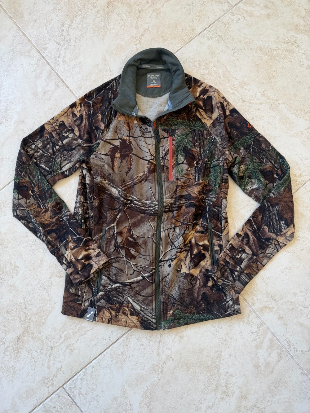 Icebreaker Merino Wool Full Zip Camo Fleece Jacket Men’s hunting